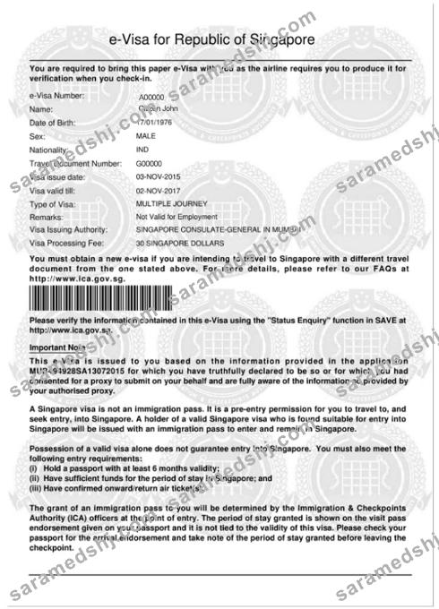 SINGAPORE e-visa
